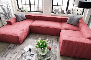 Современный П-образный диван Gliver красного цвета, модель Фри